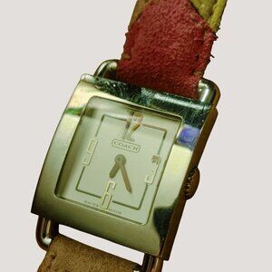 Coach Watch 0221 Swiss Quartz Stainless Square Face Watch Multicolor Leather